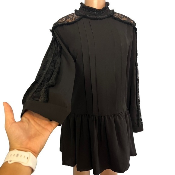 Endless Rose High Neck Black Lace Dress - Picture 3 of 9